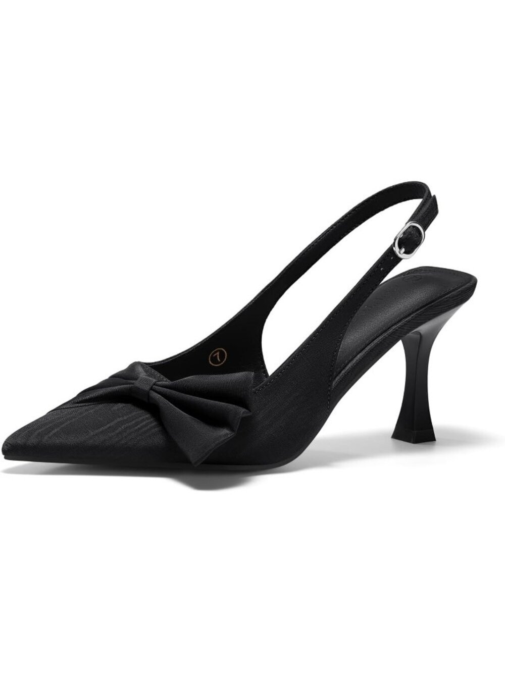 Women's Slingback High Heels Bow Tie Black Closed Pointed Toe Pumps Dress Shoes